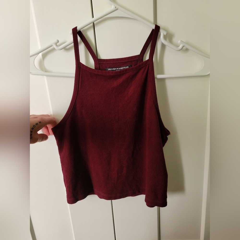 Maroon Suede-like Brandy Melville Crop